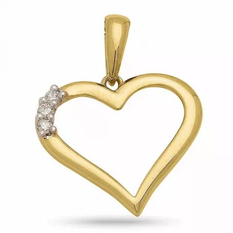 Trendy hart diamant hanger in 9 caraat goud met rhodium 0,074 ct