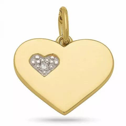 Hart diamant hanger in 9 caraat goud met rhodium 0,020 ct