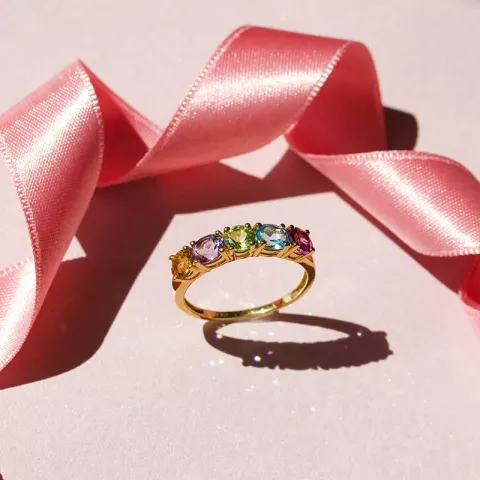 Gouden ringen: veelkleurig ring in 8 karaat goud