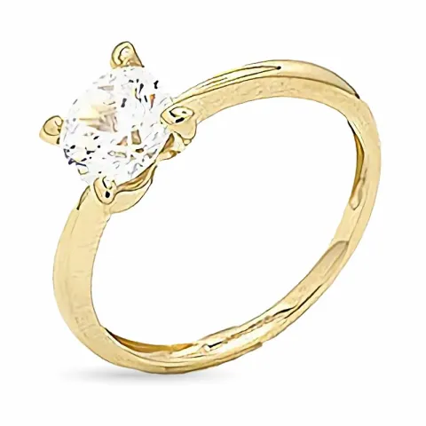 Witte zirkoon solitaire ring in 9 karaat goud