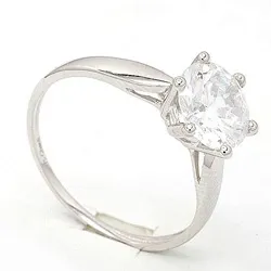 Groot zirkoon solitaire ring in 8 karaat witgoud