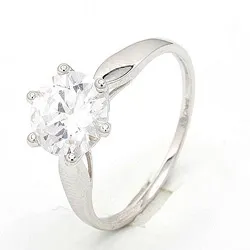 Groot zirkoon solitaire ring in 8 karaat witgoud