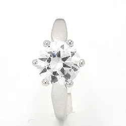 Groot zirkoon solitaire ring in 8 karaat witgoud