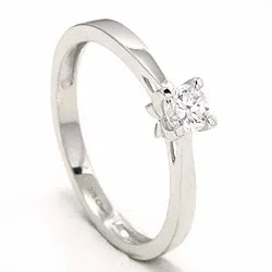 Witte zirkoon solitaire ring in 9 karaat witgoud