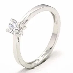 Witte zirkoon solitaire ring in 9 karaat witgoud