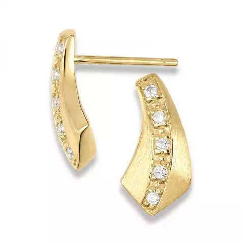 Driehoekig oorsteker in 9 karaat goud met zirkonen