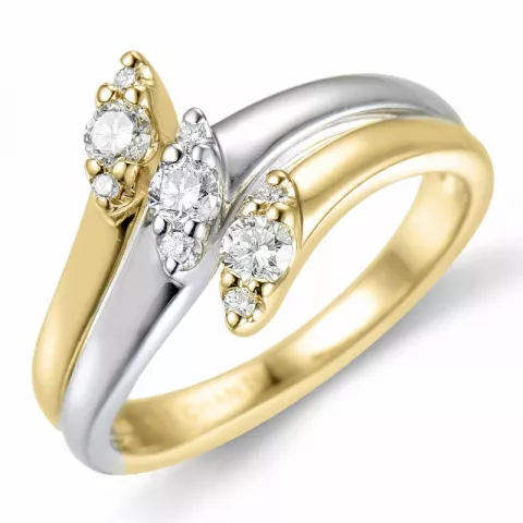 diamant gouden ring in 14 karaat goud-en witgoud 0,31 ct