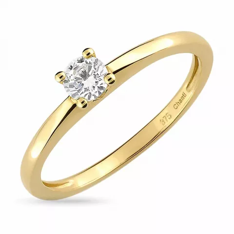 Ringen: zirkoon solitaire ring in 9 karaat goud