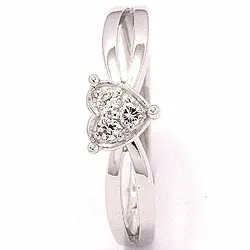 Hart ring in 8 karaat witgoud