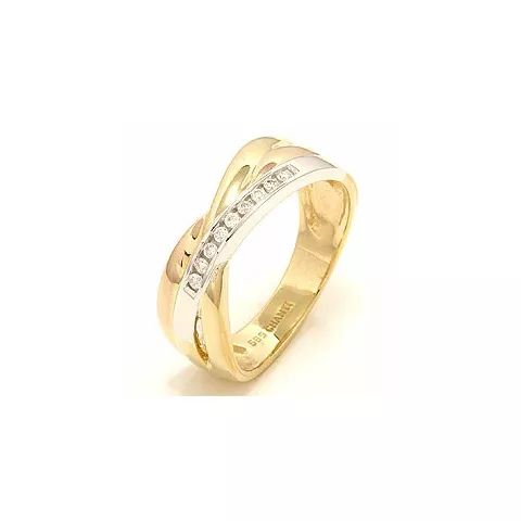 abstract diamant ring in 14 karaat geel-, wit-, en roodgoud 0,09 ct