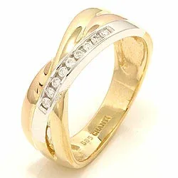 abstract diamant ring in 14 karaat geel-, wit-, en roodgoud 0,09 ct