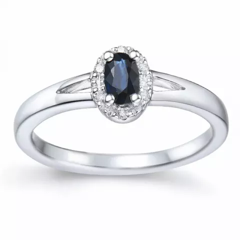 saffier diamant ring in 14 karaat witgoud 0,03 ct 0,35 ct