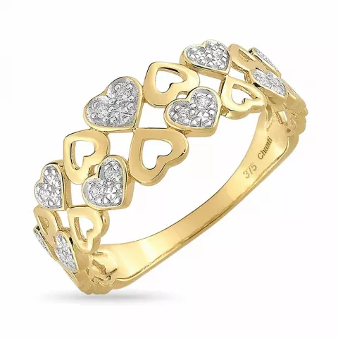 gouden ring hart zirkoon ring in 9 karaat goud met rodium