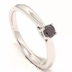 zwart diamant ring in 14 karaat witgoud 0,20 ct