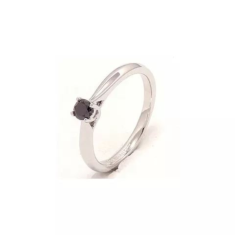 zwart diamant ring in 14 karaat witgoud 0,20 ct