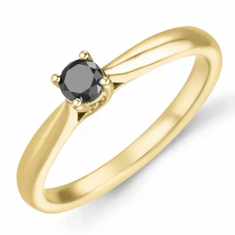 zwart diamant ring in 14 karaat goud 0,20 ct