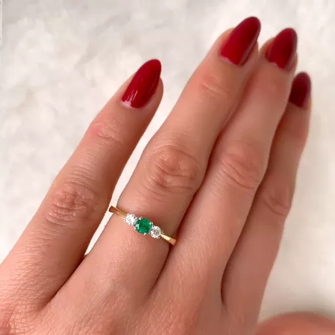 Smaragd ring in 14 karaat goud-en witgoud 0,132 ct 0,22 ct