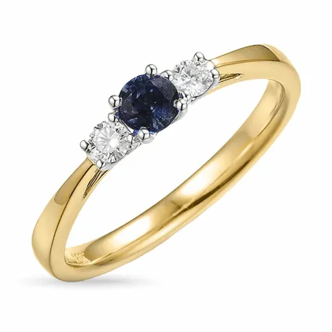saffier diamant ring in 14 karaat goud-en witgoud 0,132 ct 0,334 ct