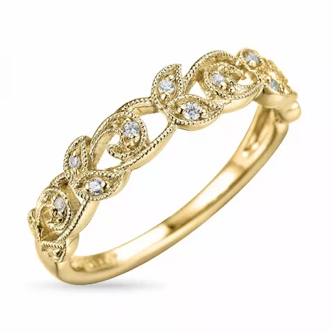 Abstract diamant gouden ring in 14 karaat goud 0,07 ct