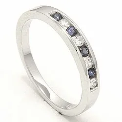 bestelde artikel - blauwe saffier ring in 14 karaat witgoud 0,12 ct 0,20 ct