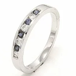 bestelde artikel -  blauwe saffier ring in 14 karaat witgoud 0,12 ct 0,20 ct