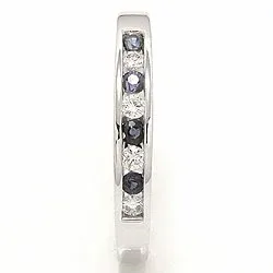 bestelde artikel - blauwe saffier ring in 14 karaat witgoud 0,12 ct 0,20 ct