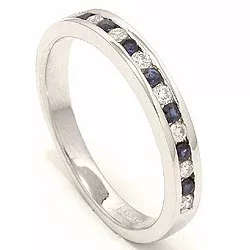 bestelde artikel -  saffier diamant ring in 14 karaat witgoud 0,17 ct 0,24 ct