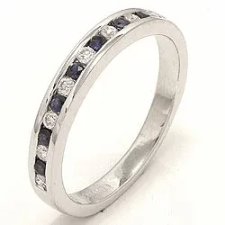 bestelde artikel -  saffier diamant ring in 14 karaat witgoud 0,17 ct 0,24 ct