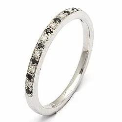 zwart diamant mémoire ring in 14 karaat witgoud 0,04 ct 0,05 ct