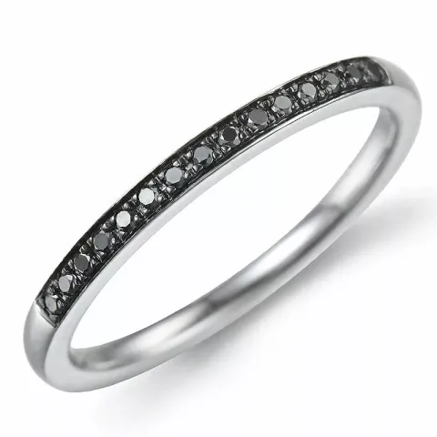 zwart diamant ring in 14 karaat witgoud 0,09 ct 