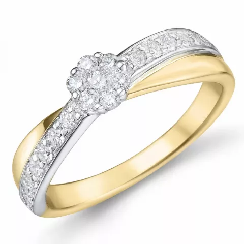 bloem diamant ring in 14 karaat goud-en witgoud 0,35 ct