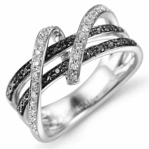 Zwart diamant ring in 14 karaat witgoud 0,16 ct 0,19 ct