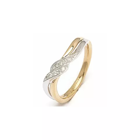 Diamant ring in 14 karaat goud-en witgoud 0,09 ct