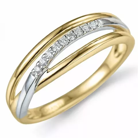 vingerring abstract diamant ring in 14 karaat goud-en witgoud 0,07 ct