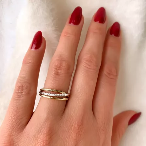 vingerring abstract diamant ring in 14 karaat goud-en witgoud 0,07 ct