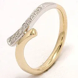 Abstract gouden ring in 14 karaat goud-en witgoud 