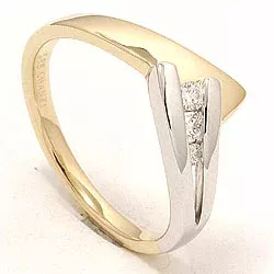 goud ring in 14 karaat goud-en witgoud 0,10 ct