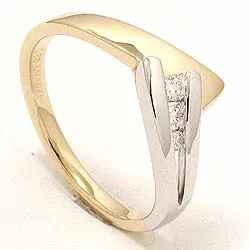 goud ring in 14 karaat goud-en witgoud 0,10 ct