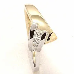 goud ring in 14 karaat goud-en witgoud 0,10 ct