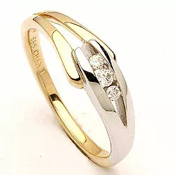 abstract diamant ring in 14 karaat goud-en witgoud 0,07 ct