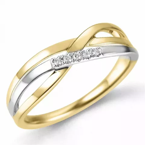 diamant ring in 14 karaat goud-en witgoud 0,03 ct