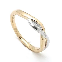abstract diamant ring in 14 karaat goud-en witgoud 0,04 ct