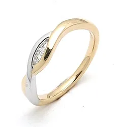 abstract diamant ring in 14 karaat goud-en witgoud 0,04 ct