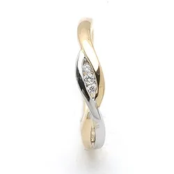 abstract diamant ring in 14 karaat goud-en witgoud 0,04 ct