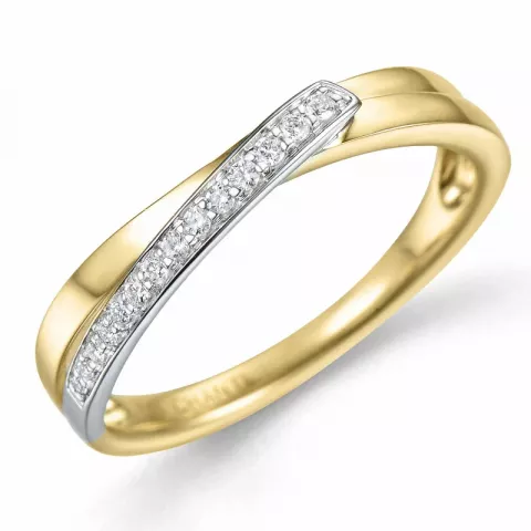 Briljant ring in 14 karaat goud-en witgoud 0,083 ct