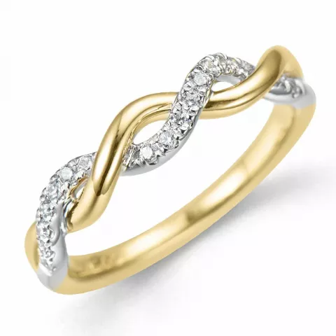 diamant ring in 14 karaat goud-en witgoud 0,13 ct