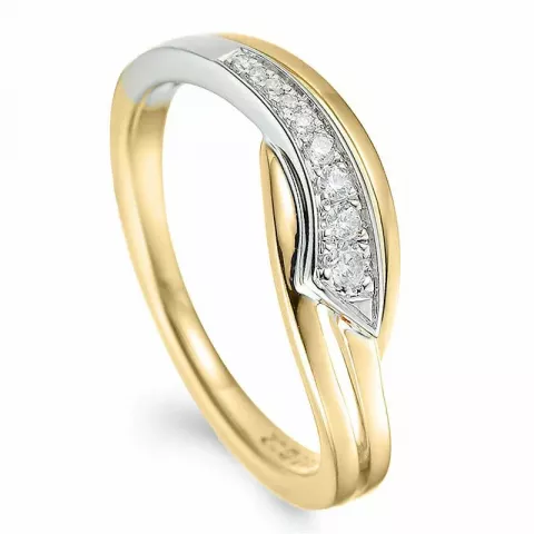 abstract diamant ring in 14 karaat goud-en witgoud 0,09 ct
