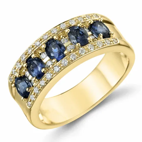 saffier diamant ring in 14 karaat goud 0,26 ct 1,26 ct