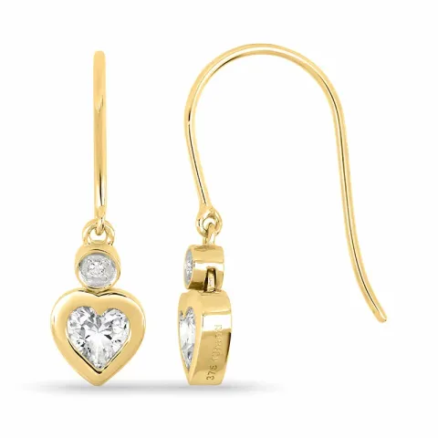 Hart oorbellen in 9 karaat goud met zirkonen