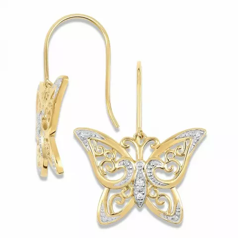 vlinder oorbellen in 9 karaat goud met rodium met zirkoon
